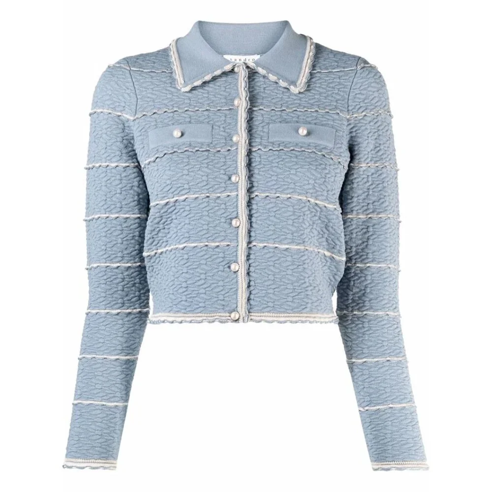 Sandro Blue Pearl Cardigan - Picture 2 of 6